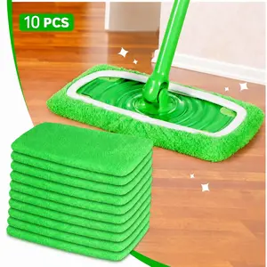 Durable Washable Replacement Swiffer Mop Pads（10×4.5 Inch）, 10 Count Reusable Microfiber Mop Pads, Universal Flat Mop Cover for Daily Floor Sweeping