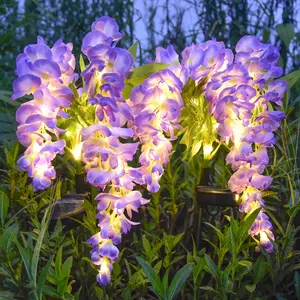 2/4PCS Outdoor Waterproof Wisteria Flower Lights, Plug-In Ground Lights With Solar Panels, 52 LED Garden/Patio Lights, Suitable For Gardens, Pathways, And Lawns--Solar Lawn Lights With Two Lighting Modes (Steady And Flashing), Easy To Install