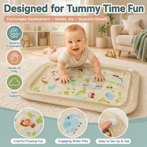 Baby Water Play Mat, Cute Animal Design, Premium Tummy Time Water Mat, Inflatable Water Playmat, Safe and Soft Water-Filled, Lightweight and Travel Friendly, Encourages Early Developmental Skills, Baby Activity Center for Babies, Infants and Toddlers