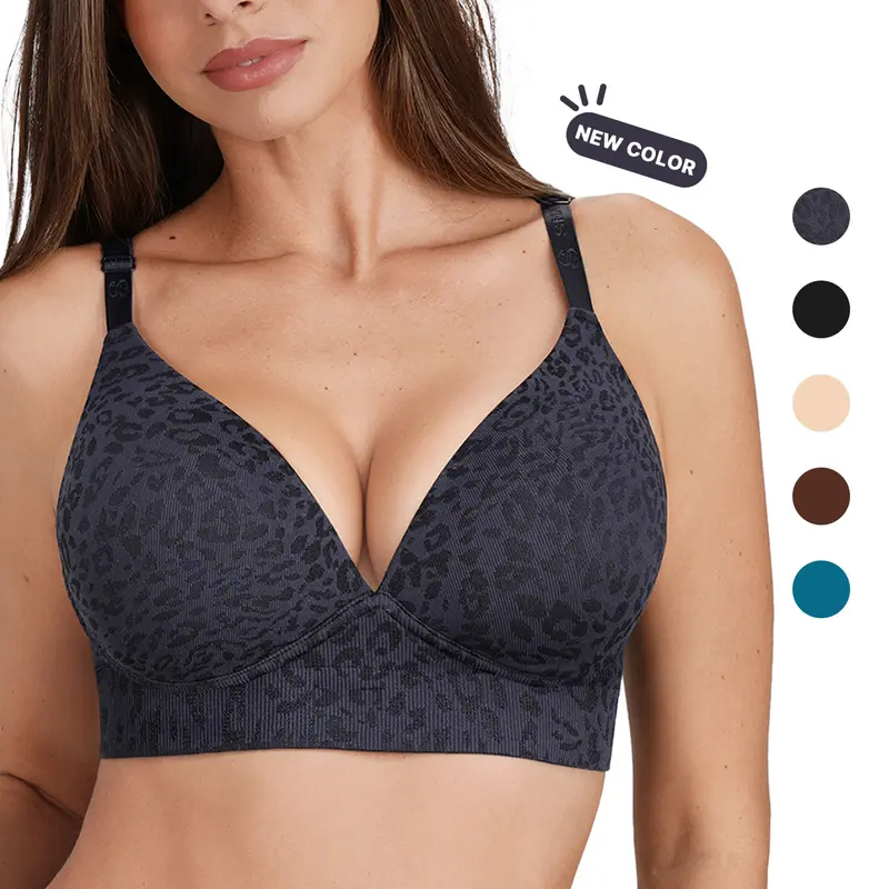 Shapellx Seamless Embrace Wireless Leopard Print T-Shirt Bra Everyday