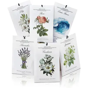 12 Packs Scented Sachets for Drawer and Closet, Long-Lasting Sachets Bags Home Fragrance 6 Scents Option- Lavender, Rose, Jasmine, Ocean, Gardenia, Lily