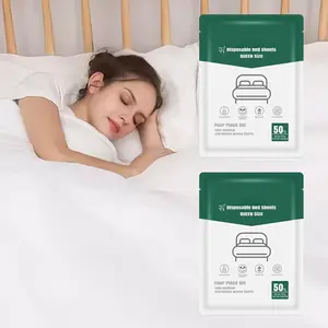 2 Pack Disposable Bed Sheets , Disposable Travel Sheets for Travel with Quilt Cover and Pillowcase, Disposable Bedding Travel Bedding Disposable Sheets for Hotel