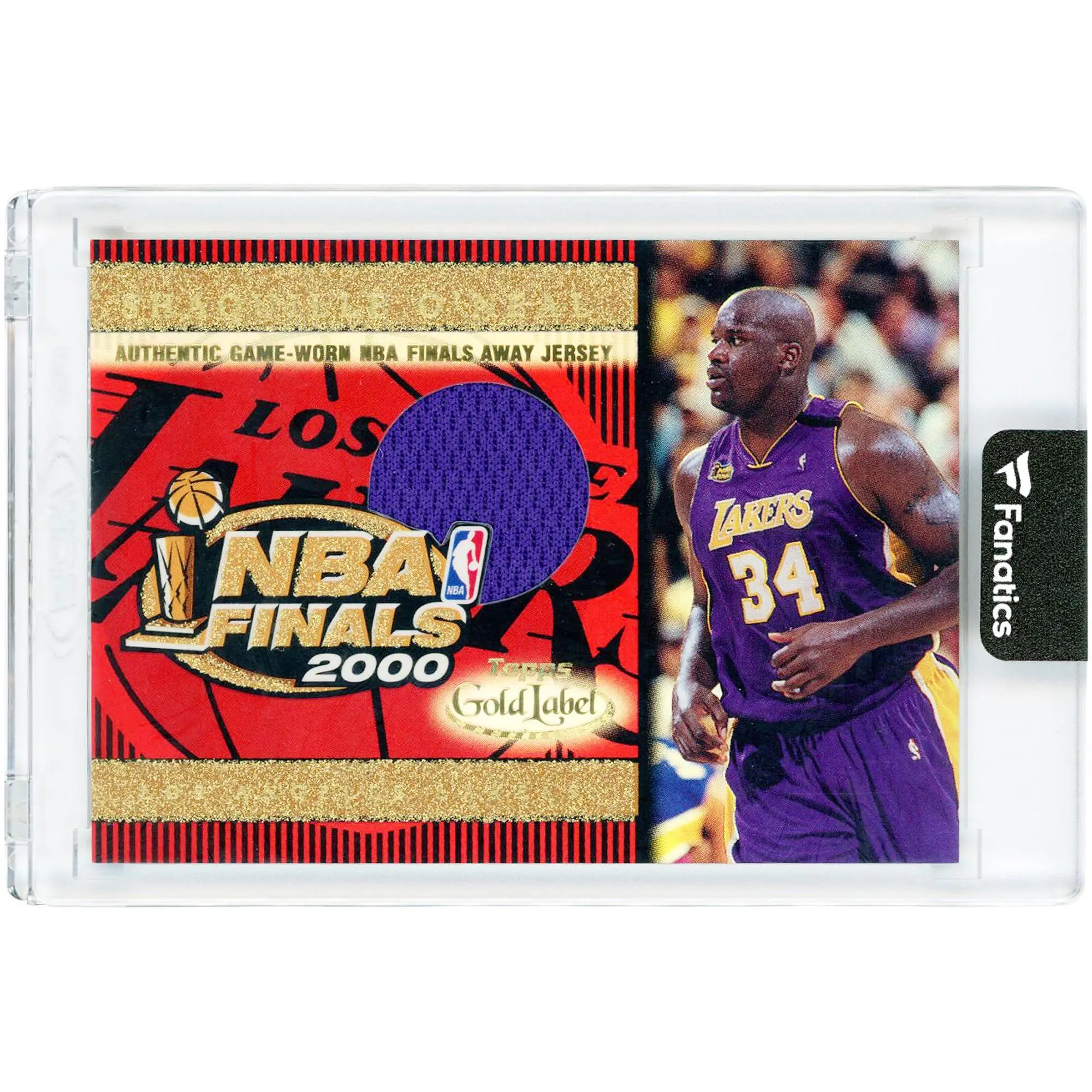 Shaquille O'Neal Los Angeles Lakers 2000-01 Topps Gold Label NBA Finals Game Used Jersey Relic #TT1A Card - Fanatics Authentic Certified