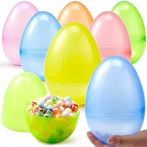 6 Pcs 7" Jumbo Plastic Easter Eggs, Clear 6 Colors Empty Eggs for Filling Treats Easter Party Favor Hunt Basket Stuffers Fillers Classroom Prize Supplies Toy