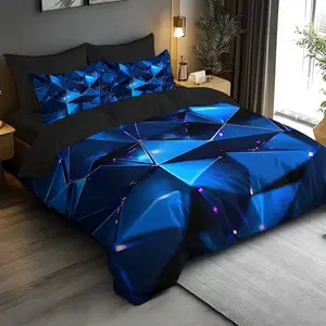 Cool Tech Geometric Square Print Bedding Set, Modern Bedding Set, Soft Sheet and Pillowcase, Bedroom Guest Room Use, No Quilt and Pillows Included, Bed Sets