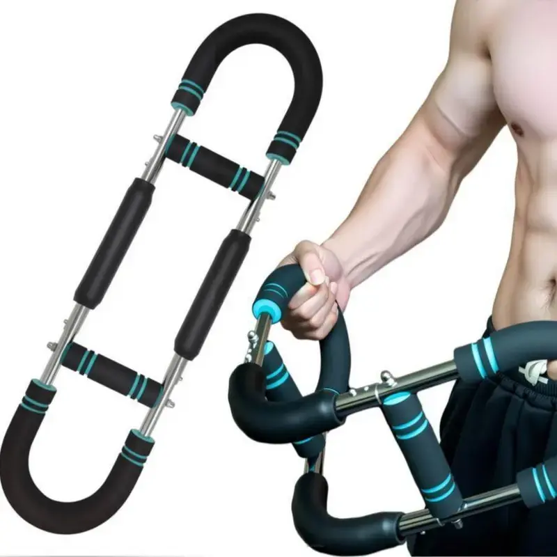 Adjustable U-Shaped Arm Exerciser, 60-100lbs Heavy Duty Chest Expander & Upper Body Workout Bar, Portable Home Strength Training Equipment for Bicep & Tricep Fitness