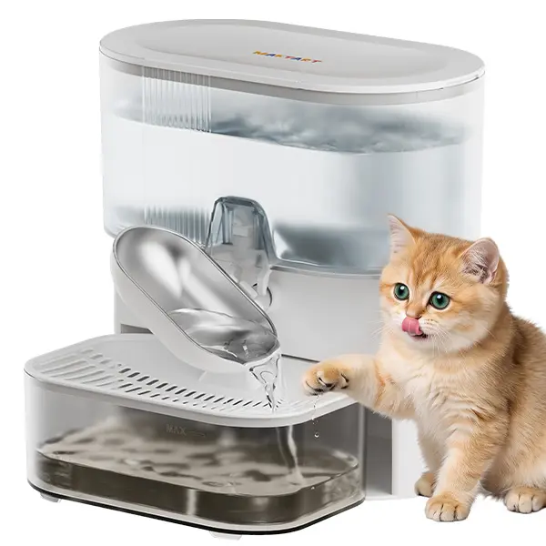Wastewater Separation Cat Water Fountain for Clean Home Pet Owners, Fresh Water In Used Water Out, 3.5L Pet Dispenser