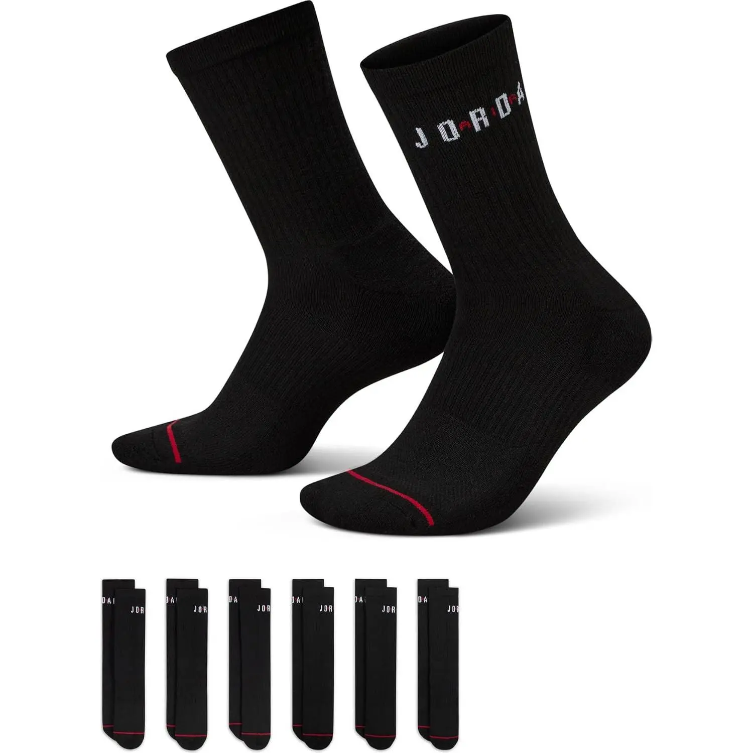 Nike Men's Jordan Everyday Crew Socks (6 Pairs) - Black, Style FZ2051-010