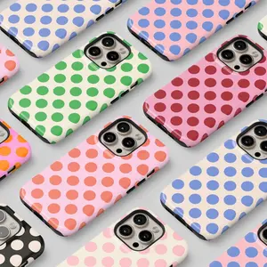Custom Color Polka-Dotted Phone Case, Retro Minimalist Aesthetic Lines, phone 16 15 14 13 Pro Max MagSafe, Pixel 9 8 7, S24 S23 S22