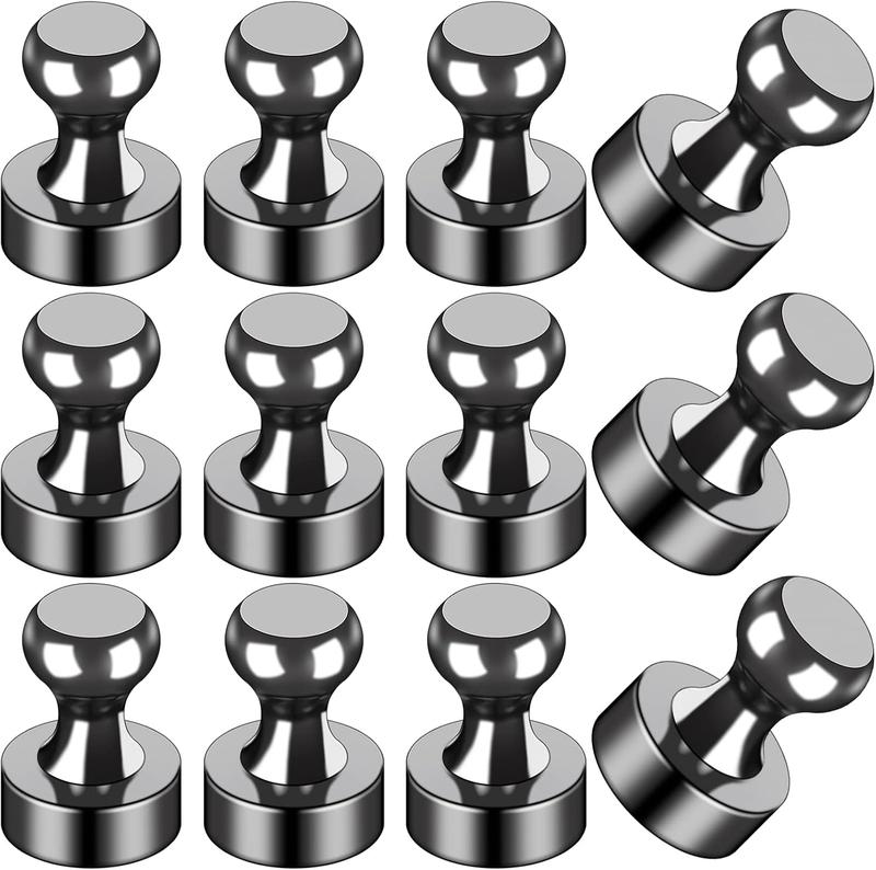 [New Deal]  12Pcs Black Fridge Magnets, Small and Strong Magnets for Whiteboard, Office, Classroom, Map, Kitchen