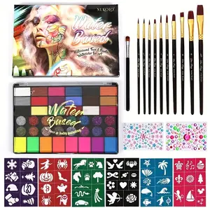 42-Color Body Paint Set — Water-Based Oil Paint Kit with Rich Colors, Strong Coverage, Safe Non-Toxic Ingredients, Includes Professional Oil Paint Brushes and Tattoo Stickers for Creating Exquisite, Realistic Designs; Quick Removal with No Residue