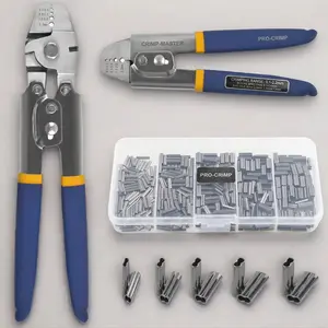 Multi-Function Aluminum Sleeve Crimping Pliers, Plus 600-Piece Boxed Set of M1.2, M1.5, M2 U-Shaped Aluminum Sleeves