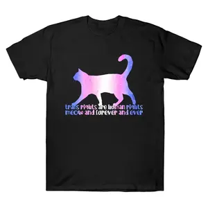 Oversized Trans Rights Meow And Furever Graphic T-Shirt Streetwear Holiday Wear y2k cotton fashion Streetwear Lover Gift Top Trending