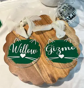 Hand Painted Acrylic Christmas Ornament, Cat Ornament, Animal Ornament