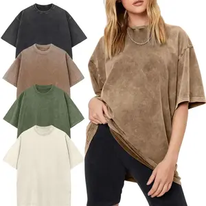 4 Pack Oversized Acid Wash Tees Unisex Vintage Heavyweight Baggy Gym T-Shirts| Mix Color Optionsfor Casual Wear