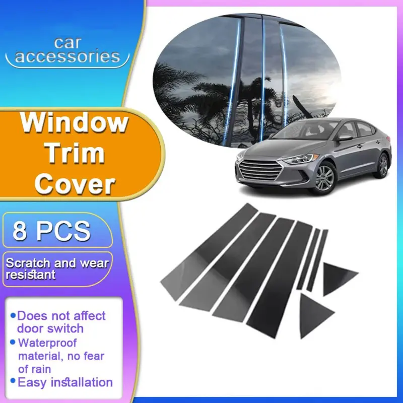 For Hyundai Elantra Avante AD 2017-2020, Window Trim Covers 8PCS B C Pillar Posts Center Column Sticker