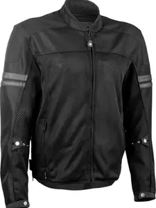Highway 21 Turbine Jacket Black Men's 600D Polyester Abrasion-Resistant Airflow CE Level 1 Armor with Mesh Panels & Silver Accents