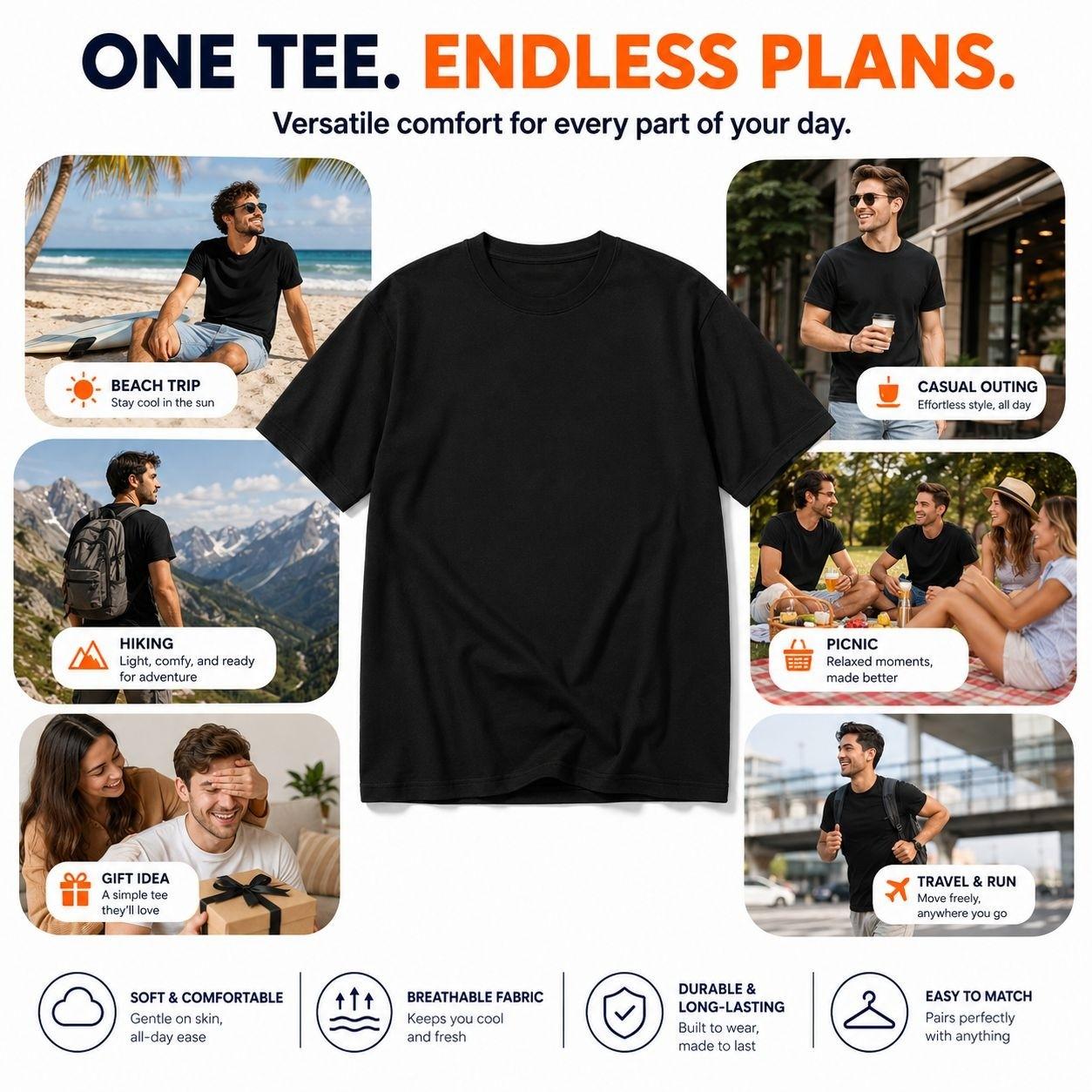 Men's Short-Sleeve Crew Neck Tee - Bicycle & Letter Print, Regular Fit, Casual Stylish Summer Top for Daily Wear