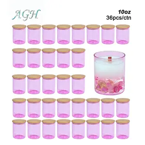 AGH US 36pcs 10oz Glass Candle Jars Set, Empty Round Candle Jars with Bamboo Lid, DIY Candle Making Accessories for Cosmetics, Tea, Spices, Party Gift