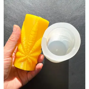 Style 2 Silicone Mold with marijuana leaf - pillar candle mold - pot leaf mold