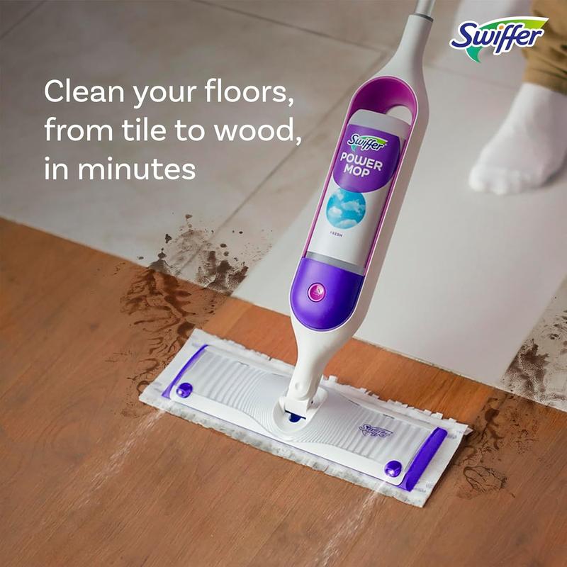 Swiffer PowerMop Multi-Surface Mop Kit for Floor Cleaning Includes PowerMop 2 Mopping Pad Refills Fresh Scented Solution & 2 Batteries