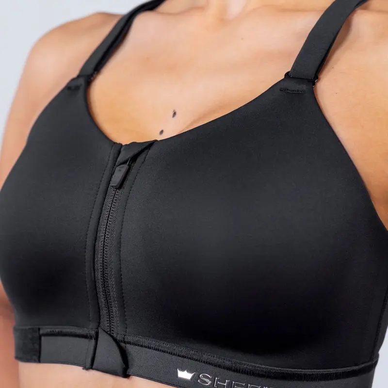 SHEFIT Emerge Fitted Women's Sports Bra - Black, Wire-Free Padded Cups, Racerback Design, Medium Support, XXS-Luxe Sizes, 1.6in/2.5in Laminated Straps, Adjustable Fitness Bra for Yoga,Gym (Women in Sports Activewear Finds)
