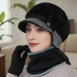 1pc Women's Winter Warm Ears- -like Hat with Elastic - Adjustable Toggle Closure, Soft Beige/Brown Tassels - Lightweight Warm for Elderly/Grandmothers/Mothers - Christmas/Hiking/Running - European-Inspired Gift (
