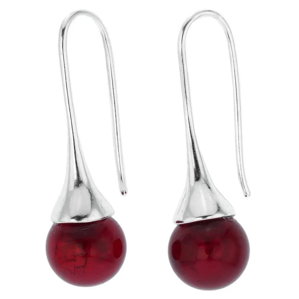 Women's Handmade Sparkling Venetian Murano Glass Drop Earrings - Ruby Red, Traditional Craftsmanship, Bright Aesthetic, Ideal for Special Occasions, for Female Adults, Wedding