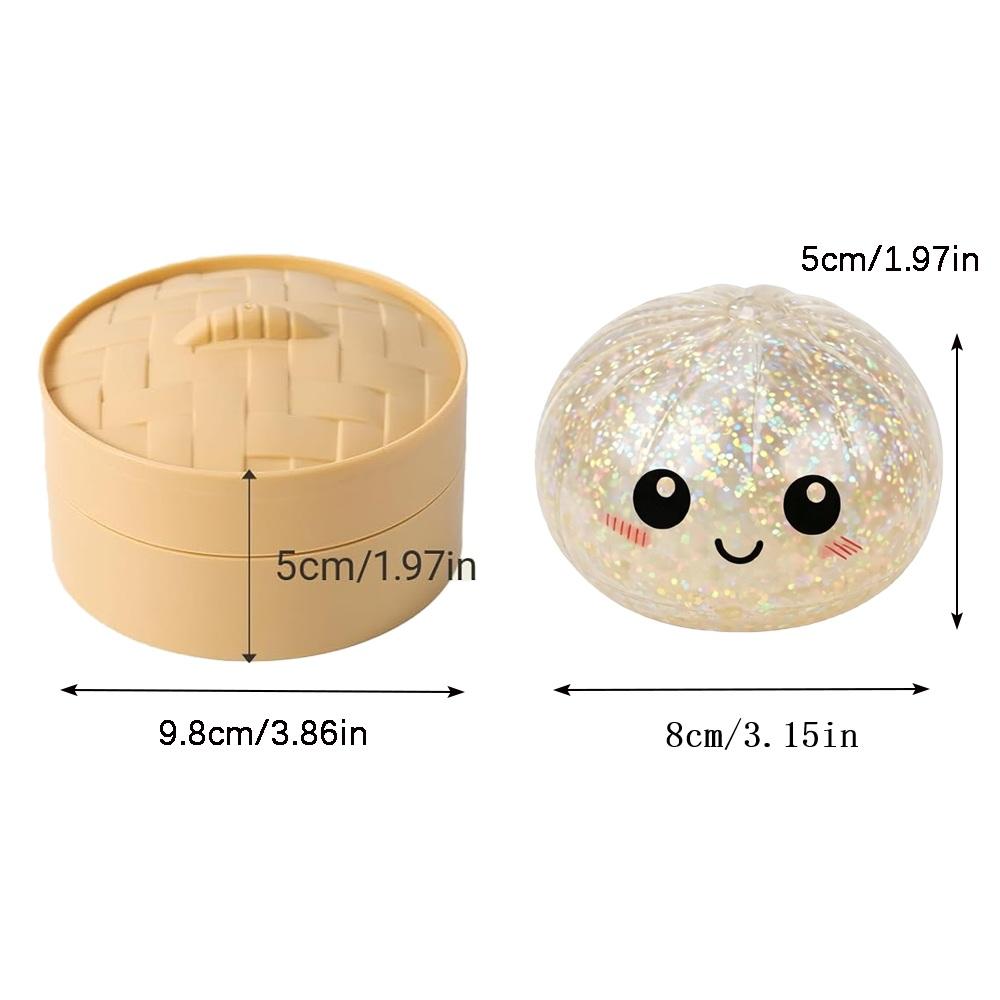 Cute Crystal Steamed Bun Fidget Toy — A sensory finger toy and squeezable stress reliever, featuring a squishy, elastic design and a miniature steamer basket