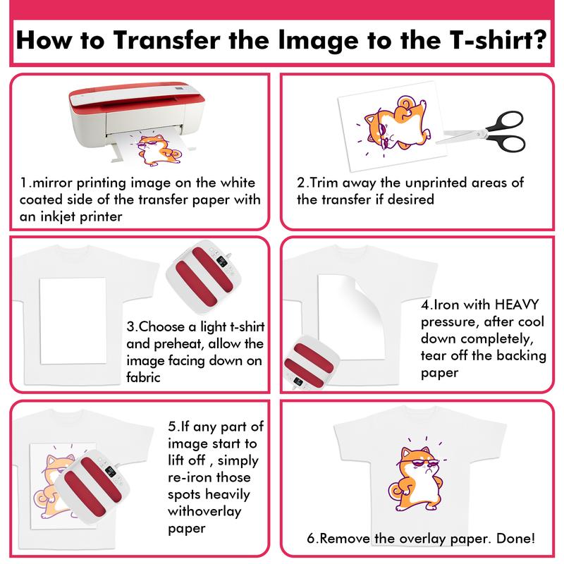 Koala Iron-On Transfer Paper for Light Color Cotton Fabric - 10/25 Sheets | Easy DIY Heat Transfer Paper for T-Shirts, Bags & More