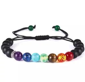 Chakra 7 colorful natural stone Unisex sizable bracelet reiki bracelet