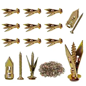 Self-Drilling Drywall Anchors Kit with Screws, 50PCS No Drill Needed Wall Fixing Set, 25 Carbon Steel Anchors and 25 Zinc Screws for Drywall, Gypsum Board, Shelves, Mirrors, Home & Office Hanging