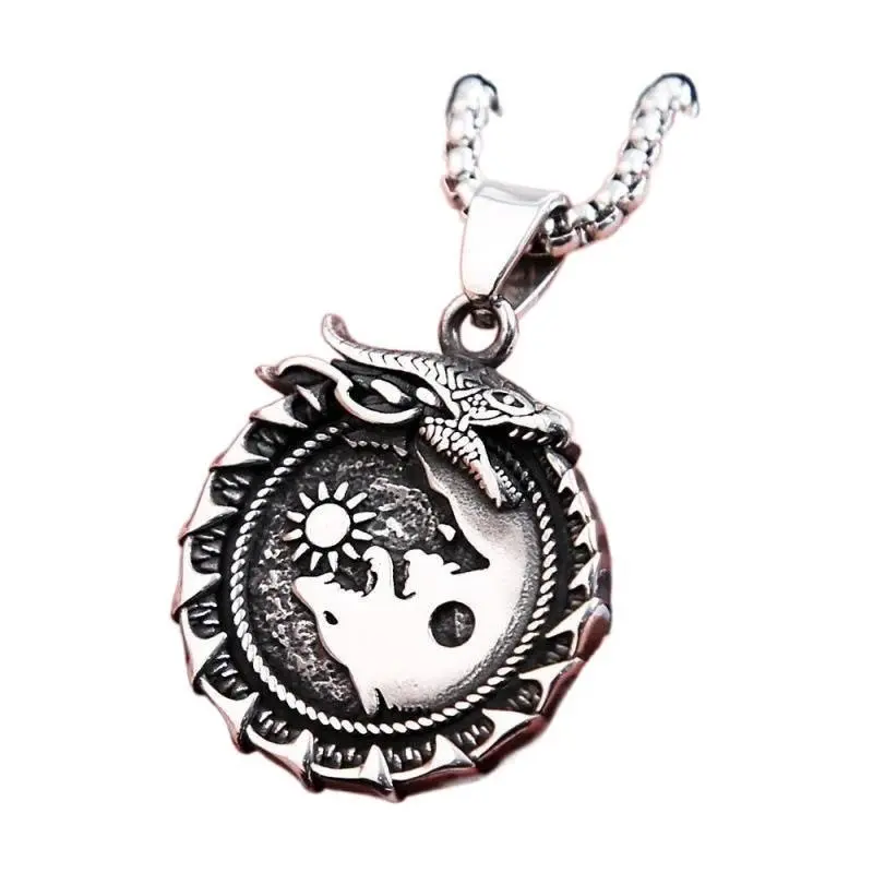 Vintage Nordic Mythology Viking World Tree Dragon Snake Pendant Necklace Amulet Kit, Antique Hand-Finished Unisex Nickel-Free Adjustable Norwegian Party Gift, Festive Storage Box-Included Present for Norse Mysticism Enthusiasts