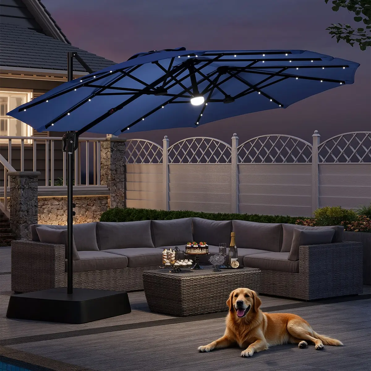 13FT Navy Blue with Solar Light