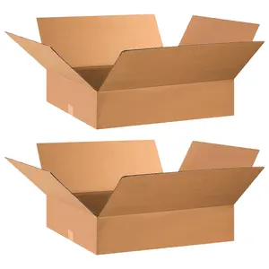 28x17x7 flat corrugated cardboard box, flat, 2-pack | Shipping, packaging, moving, home or commercial storage, sturdy wholesale bulk box