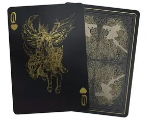 Valkyrie Playing Cards Black, Gold & Silver Edition - 52 Cards with Unique Pips, 16 Individual Valkyries, 2 Unique Jokers, Custom Gold Foiled Tuck Box