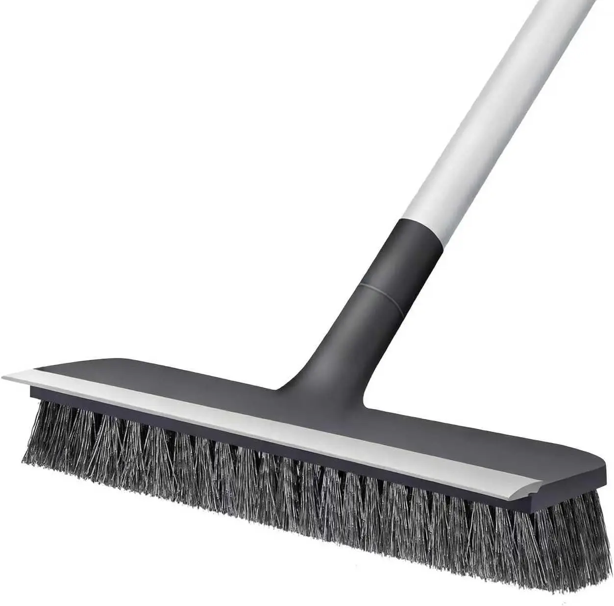 Floor Scrub Brush with Long Handle - Adjustable Handle 2 in 1 Scrape and Heavy-Duty Stiff Bristle Floor Scrubber Brush for Cleaning Bathroom, Kitchen Patio Tile Garage and Deck