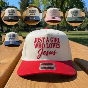 Just A Girl Who loves Jesus Christian Women's Trucker Hat, Embroidered Faith Based Cap Idela Gift For Everyone