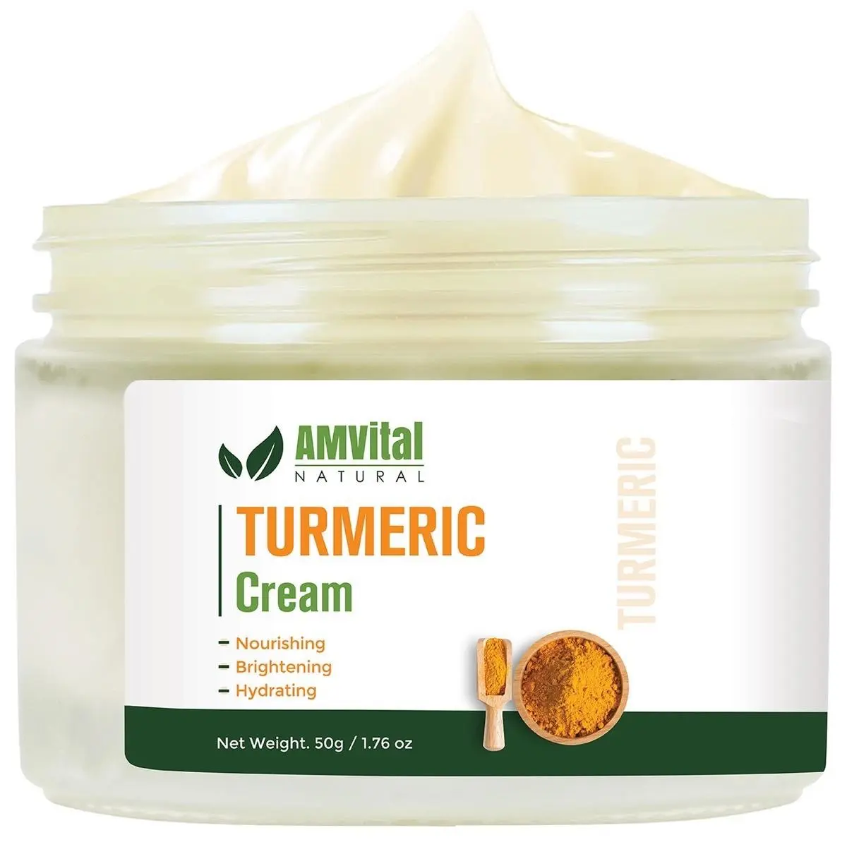 AMVital Turmeric Cream for Radiance - Natural Brightening Moisturizer, Hydrating Turmeric Vitamin C Moisturizing Cream Moisture Radiant turmeric cream Daily Calming