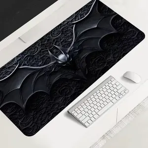 Black bat-themed large-sized gaming mouse pad, aesthetic desk mat protection pad, anti-slip rubber lock edge high-definition printing, suitable for computers, laptops, offices, homes, schools, as a gift for family and friends, Desk Accessories