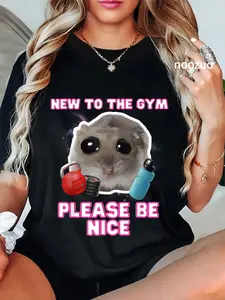100% Cotton Sad Hamster Hamsti Meme Funny Bodybiulding Fitness Gym T-Shirt