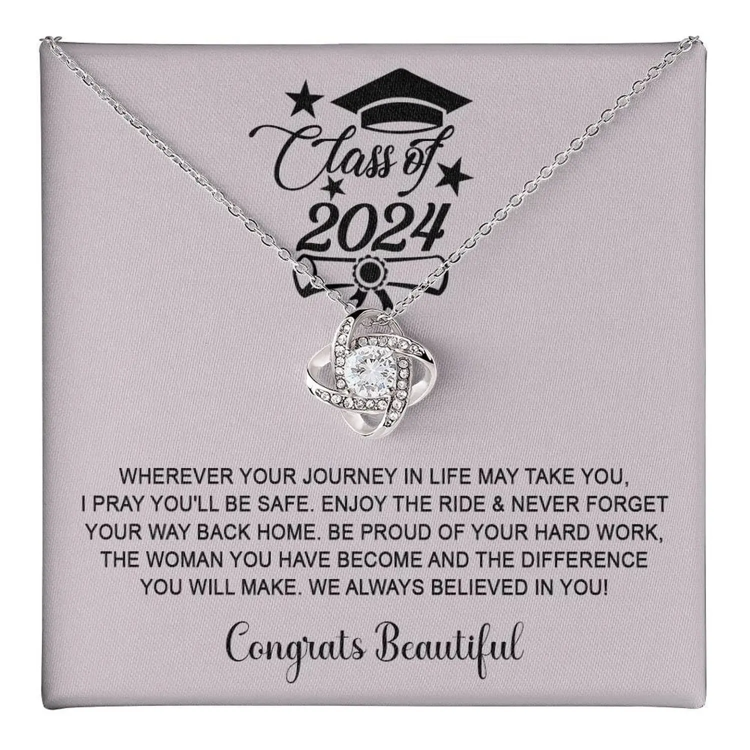 Graduation Necklace Gifts For Her 2025 College, Custom Grad Year Sterling Silver Two Interlocking Infinity