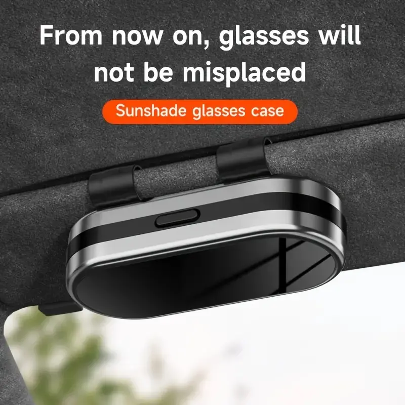 1 metal smooth surface + ABS high-end fashion car glasses case sun visor fashion glasses clip car driver glasses clip fashion glasses car storage box glasses frame, perfect glasses storage box perfect gift
