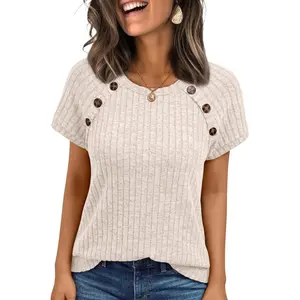 Women's Short-Sleeve Shirt Business Casual Shirt Fashionable Work Top 2026 Spring Sweater Fashion Clothing