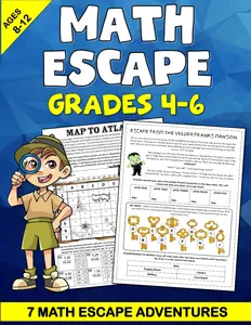Math Escape Rooms for Kids Grades 4-6: Math puzzle books for kids, fun math workbook for kids 8-12, a fun multiplication workbook with math puzzles for kids aged 9-12, logic and math puzzles