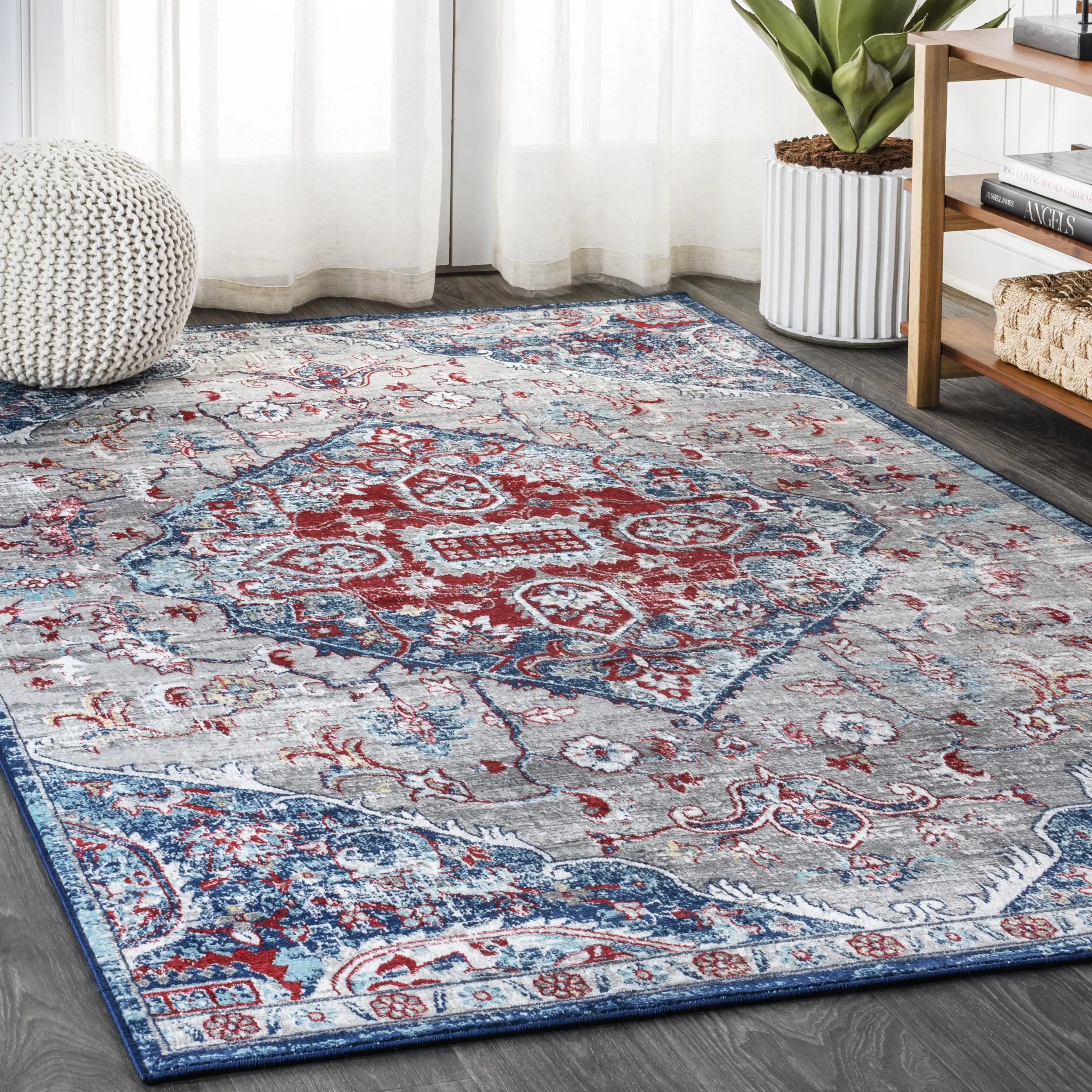 JONATHAN Y Modern Persian Vintage Medallion Area Rug - Home Decor Rugs for Living Room, Bedroom, Office