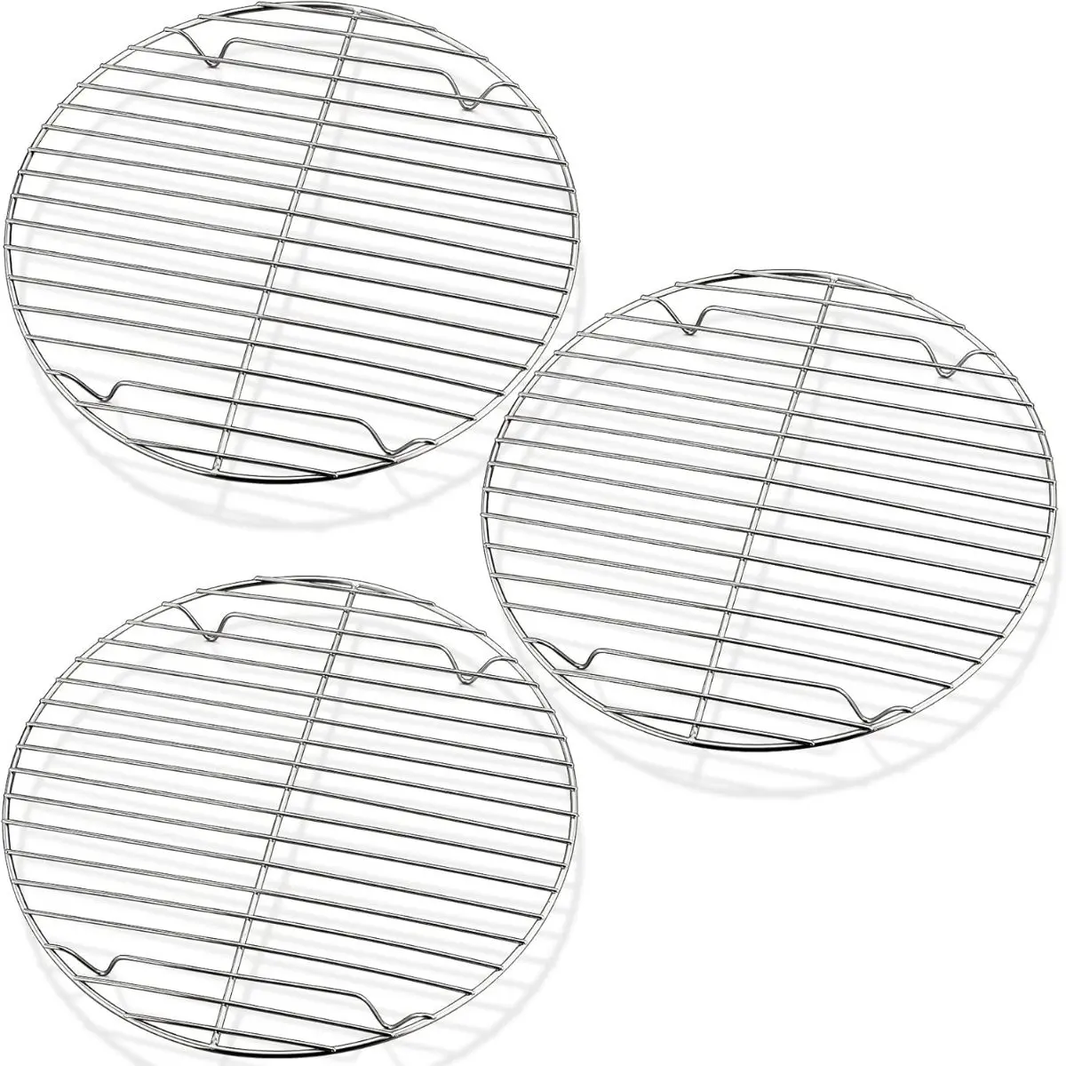 P&P CHEF Round Cooking Rack, 3 Pcs Stainless Steel Baking Cooling Steaming Grilling Rack, Fits Air Fryer/Stockpot/Pressure Cooker/Round Cake Pan, Oven & Dishwasher Safe (7.5 + 9 + 10.5 Inch)