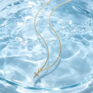Cross necklaces for women and girls, gold-plated multi-layered cross necklaces, cubic zirconia necklaces for women, fashionable Christian baptismal and religious jewellery gifts baptism confirmation high-end luxury fashion jewelry last supper exquisite