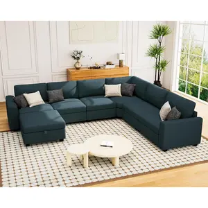 114" Sectional Sofa Couches for Living Room, , Modern Linen Convertible U Shaped Modular Sofas with Chaise for Apartment, Office, Lounge
