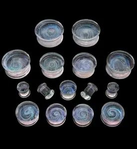 Pink Cosmos Glass Double Flare Plugs